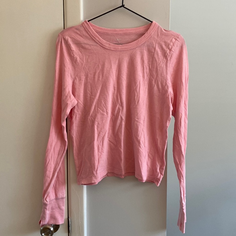 Aerie pink cropped baby long sleeve t-shirt